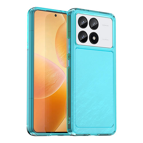 Silicone Transparent Frame Case Cover J02S for Xiaomi Redmi K70 5G Blue