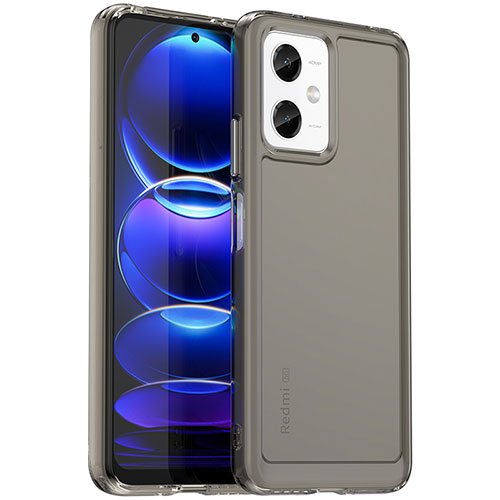 Silicone Transparent Frame Case Cover J02S for Xiaomi Redmi Note 12R Pro 5G Gray