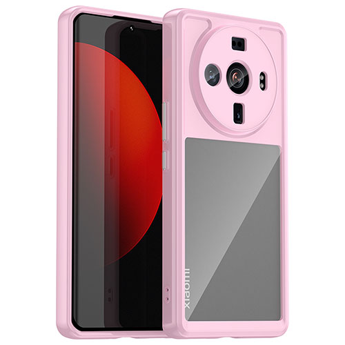 Silicone Transparent Frame Case Cover M01 for Xiaomi Mi 12S Ultra 5G Pink