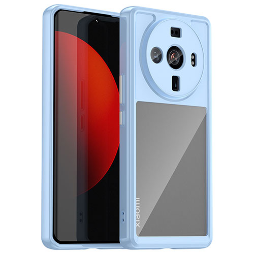 Silicone Transparent Frame Case Cover M01 for Xiaomi Mi 12S Ultra 5G Sky Blue