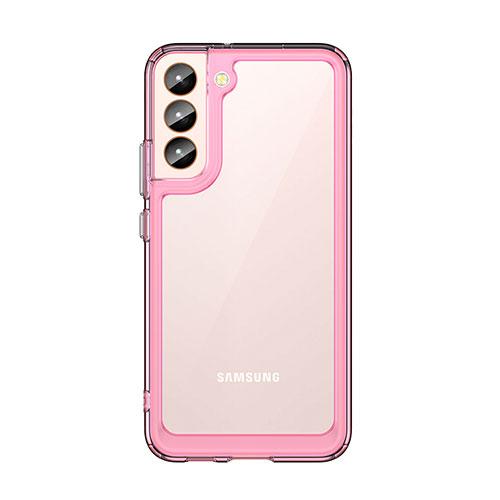 Silicone Transparent Frame Case Cover M03 for Samsung Galaxy S21 5G Rose Gold