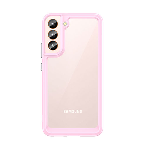 Silicone Transparent Frame Case Cover M03 for Samsung Galaxy S21 FE 5G Pink