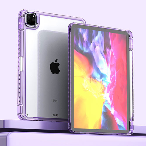 Silicone Transparent Frame Case Cover P01 for Apple iPad Pro 11 (2022) Purple