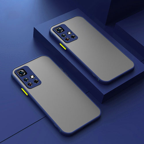 Silicone Transparent Frame Case Cover P01 for Xiaomi Poco M4 Pro 5G Blue