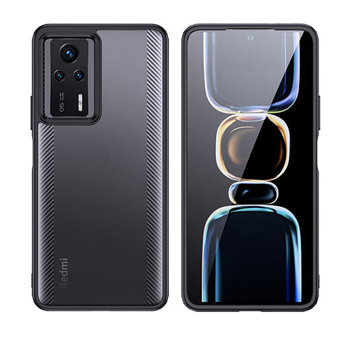 Silicone Transparent Frame Case Cover W01L for Xiaomi Redmi K60E 5G Black