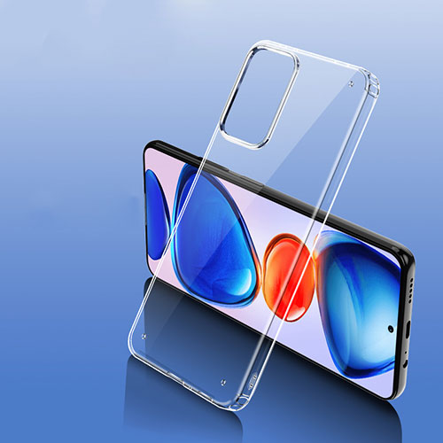 Silicone Transparent Frame Case Cover W01L for Xiaomi Redmi Note 11 5G Clear