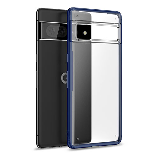 Silicone Transparent Frame Case Cover WL1 for Google Pixel 7 Pro 5G Blue