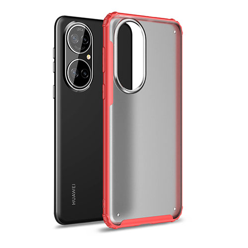 Silicone Transparent Frame Case Cover WL1 for Huawei P50 Pro Red