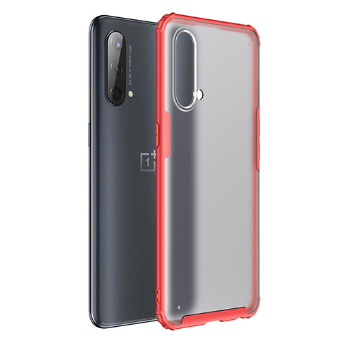 Silicone Transparent Frame Case Cover WL1 for OnePlus Nord CE 5G Red