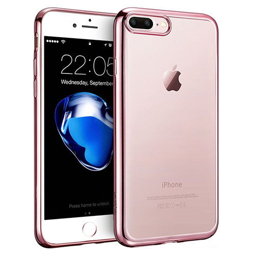 Silicone Transparent Frame Case T01 for Apple iPhone 8 Plus Pink