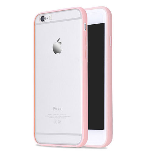 Silicone Transparent Matte Finish Frame Case for Apple iPhone 6 Pink