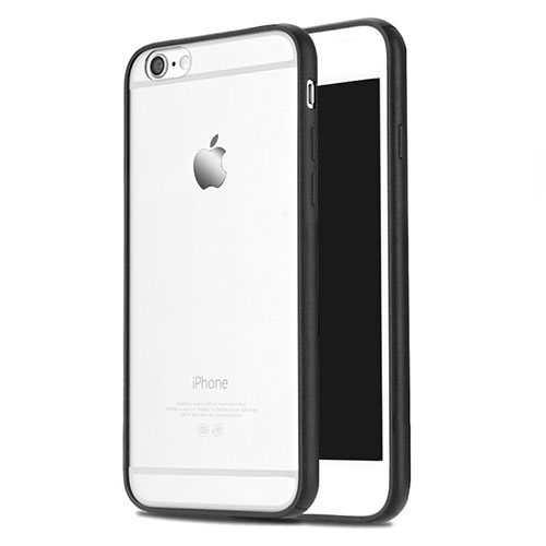 Silicone Transparent Matte Finish Frame Case for Apple iPhone 6 Plus Black