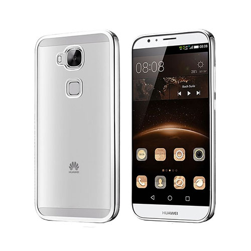 Silicone Transparent Matte Finish Frame Case for Huawei G8 Silver