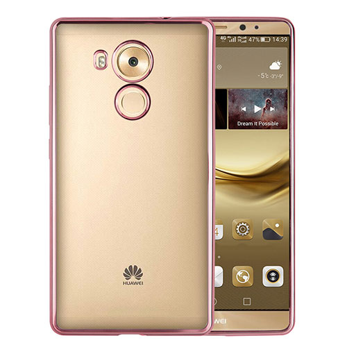 Silicone Transparent Matte Finish Frame Case for Huawei Mate 8 Pink