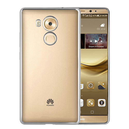 Silicone Transparent Matte Finish Frame Case for Huawei Mate 8 Silver