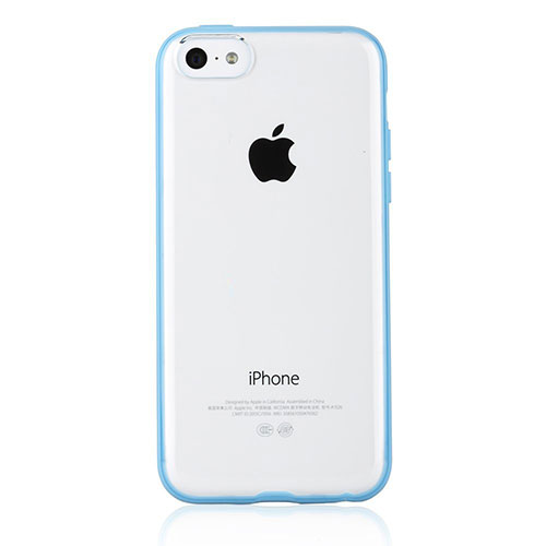 Silicone Transparent Matte Finish Frame Case T01 for Apple iPhone 5C Sky Blue