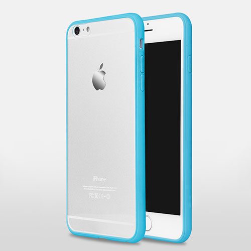 Silicone Transparent Matte Finish Frame Cover for Apple iPhone 6 Plus Blue