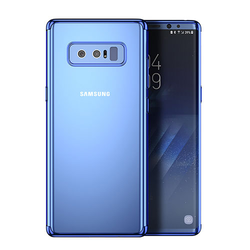 Silicone Transparent Matte Finish Frame Cover R02 for Samsung Galaxy Note 8 Duos N950F Blue