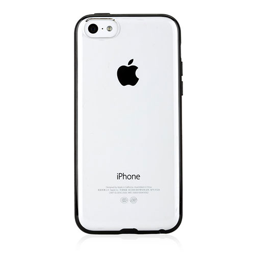 Silicone Transparent Matte Finish Gel Frame Case T01 for Apple iPhone 5C Black