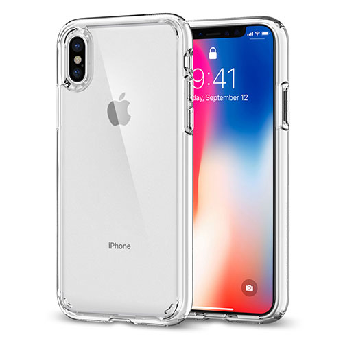 Silicone Transparent Mirror Frame Case 360 Degrees for Apple iPhone Xs Clear