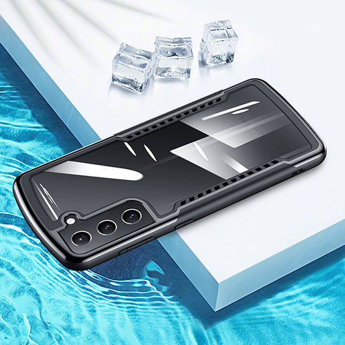 Silicone Transparent Mirror Frame Case 360 Degrees for Samsung Galaxy S21 5G Black