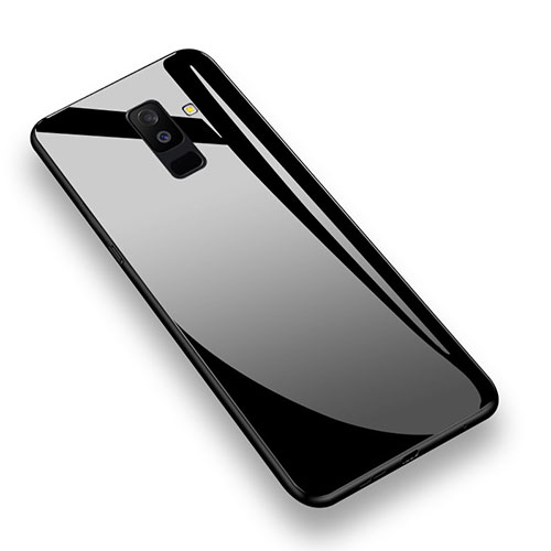 Silicone Transparent Mirror Frame Case 360 Degrees T02 for Samsung Galaxy A9 Star Lite Black