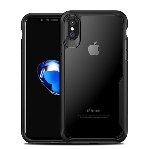 Silicone Transparent Mirror Frame Case 360 Degrees T10 for Apple iPhone Xs Max Black