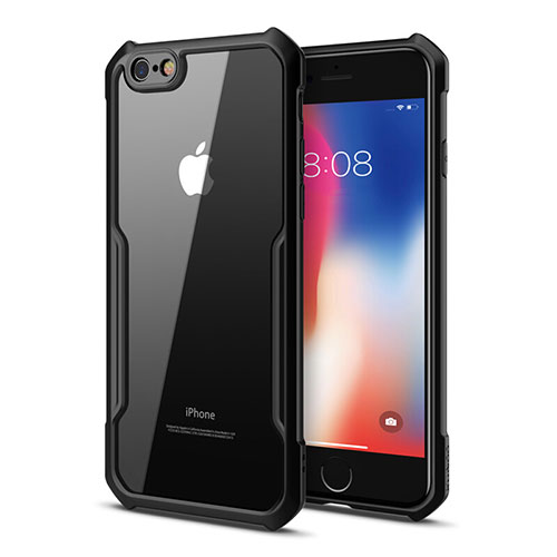 Silicone Transparent Mirror Frame Case Cover for Apple iPhone 6 Plus Black