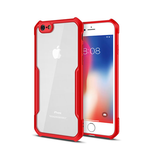 Silicone Transparent Mirror Frame Case Cover for Apple iPhone 6 Red
