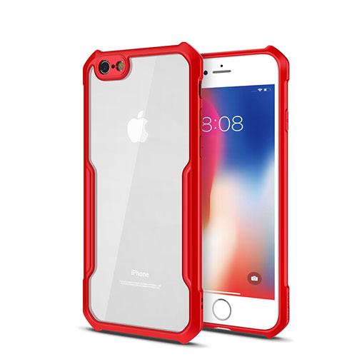 Silicone Transparent Mirror Frame Case Cover for Apple iPhone 6S Plus Red