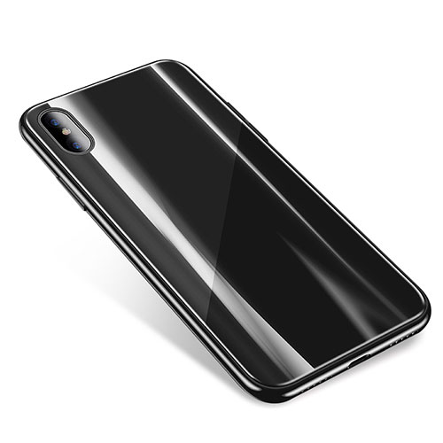 Silicone Transparent Mirror Frame Case Cover for Apple iPhone X Black