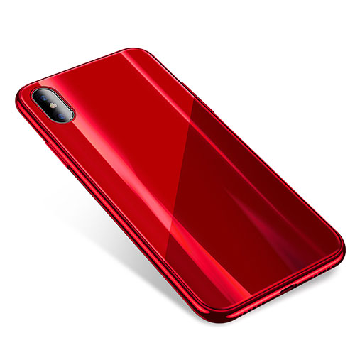 Silicone Transparent Mirror Frame Case Cover for Apple iPhone X Red