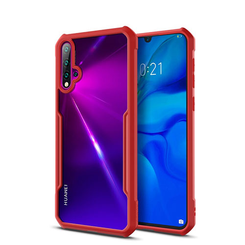 Silicone Transparent Mirror Frame Case Cover for Huawei Nova 5 Pro Red