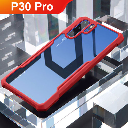 Silicone Transparent Mirror Frame Case Cover for Huawei P30 Pro Red