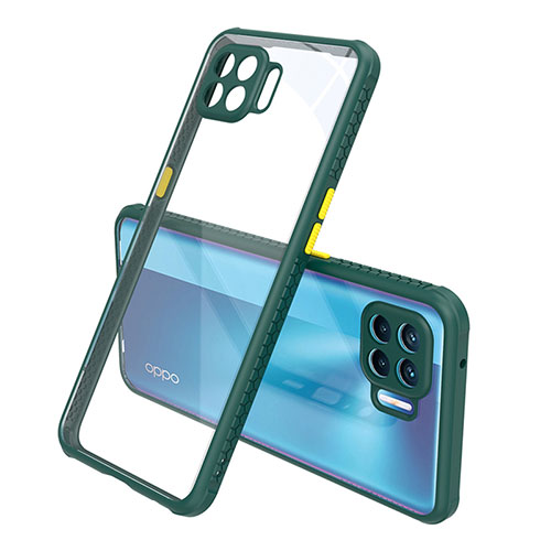 Silicone Transparent Mirror Frame Case Cover for Oppo F17 Pro Midnight Green