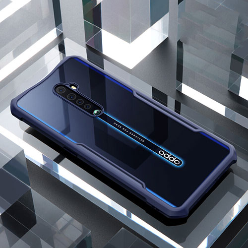 Silicone Transparent Mirror Frame Case Cover for Oppo Reno2 Blue