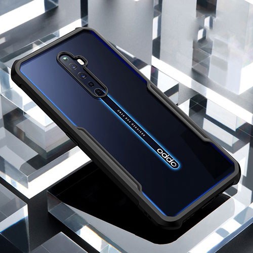 Silicone Transparent Mirror Frame Case Cover for Oppo Reno2 Z Black