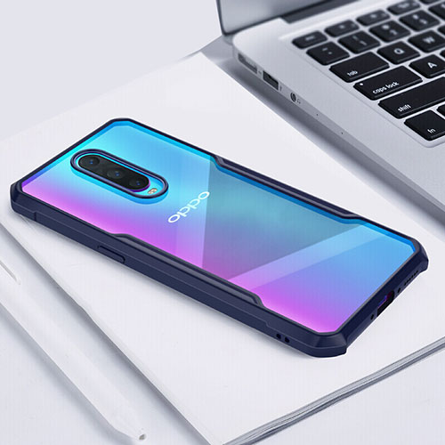Silicone Transparent Mirror Frame Case Cover for Oppo RX17 Pro Blue