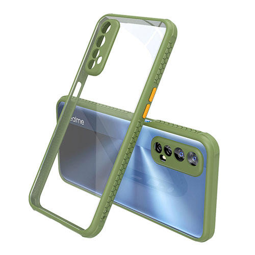 Silicone Transparent Mirror Frame Case Cover for Realme 7 Green