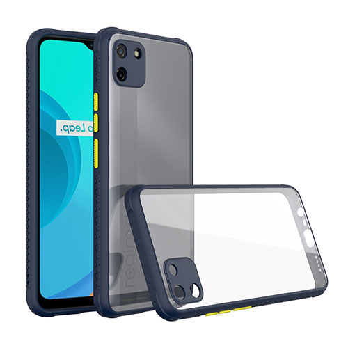 Silicone Transparent Mirror Frame Case Cover for Realme C11 Navy Blue