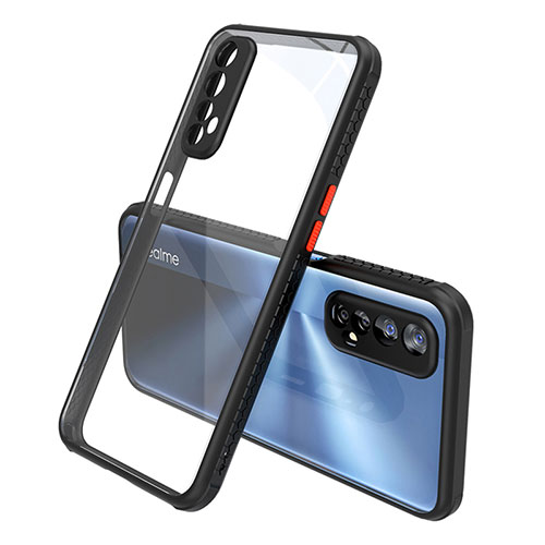 Silicone Transparent Mirror Frame Case Cover for Realme Narzo 30 4G Black