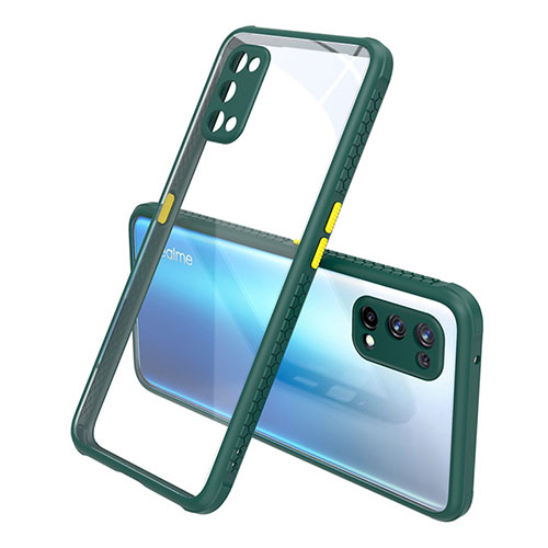 Silicone Transparent Mirror Frame Case Cover for Realme X7 5G Midnight Green
