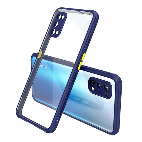 Silicone Transparent Mirror Frame Case Cover for Realme X7 Pro 5G Blue