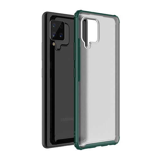 Silicone Transparent Mirror Frame Case Cover for Samsung Galaxy A42 5G Green