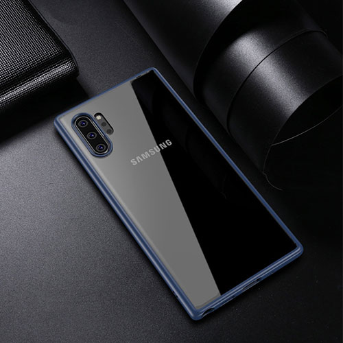 Silicone Transparent Mirror Frame Case Cover for Samsung Galaxy Note 10 Plus 5G Blue