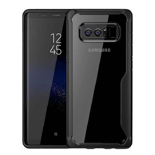 Silicone Transparent Mirror Frame Case Cover for Samsung Galaxy Note 8 Duos N950F Black