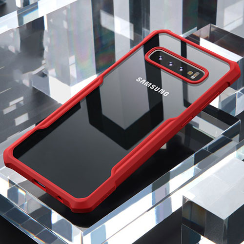 Silicone Transparent Mirror Frame Case Cover for Samsung Galaxy S10 5G Red