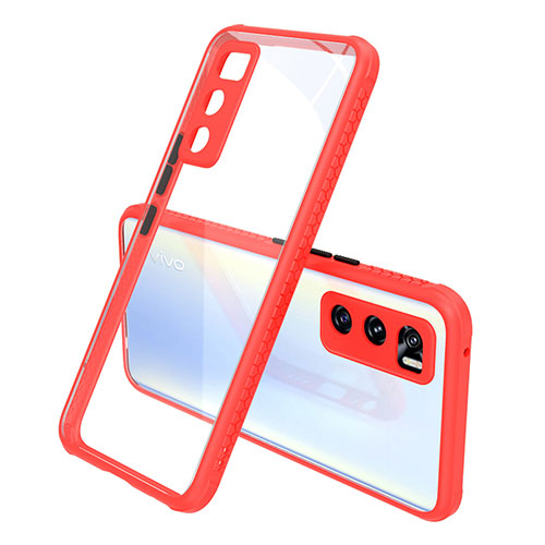 Silicone Transparent Mirror Frame Case Cover for Vivo Y70 (2020) Red