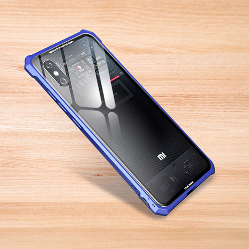 Silicone Transparent Mirror Frame Case Cover for Xiaomi Mi 8 Explorer Blue