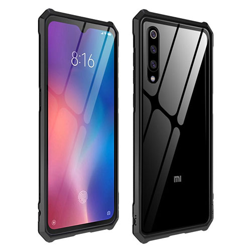 Silicone Transparent Mirror Frame Case Cover for Xiaomi Mi 9 Lite Black